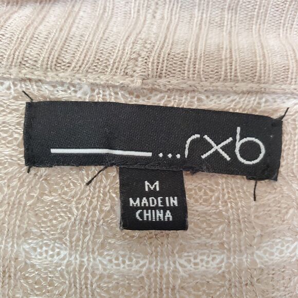 Rxb Striped Long Open Front Cardigan Long Sleeve Sweater Beige Boho Size M - Picture 3 of 14